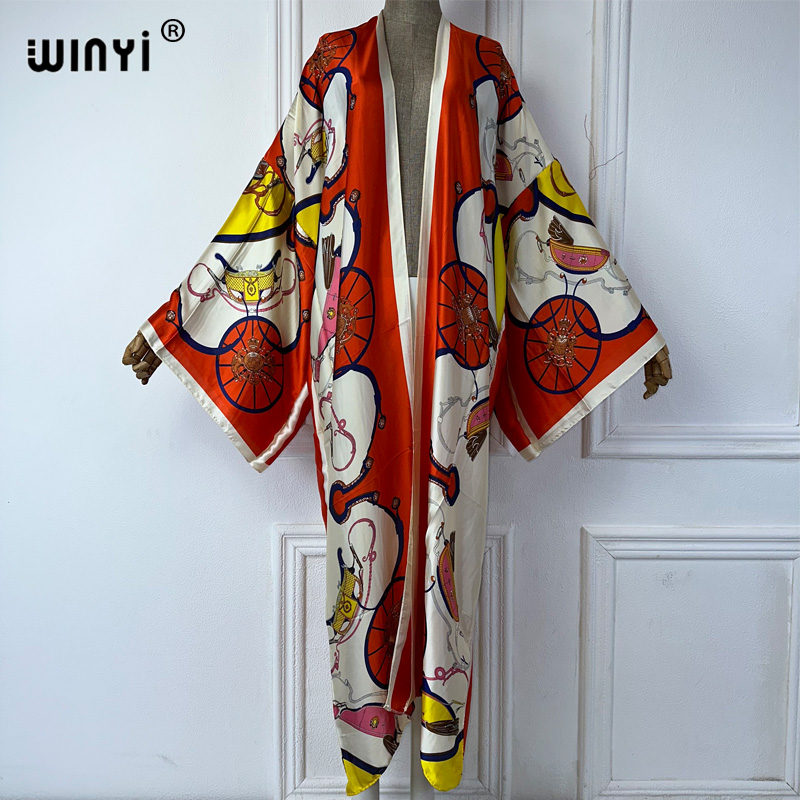 Cover Up Kaftan - WINYI Boho Print Kimono Zomer Cardigan
