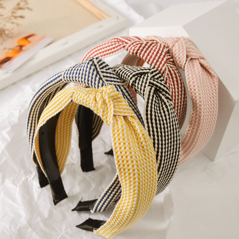 Geruite hoofdband met brede ra - Headband Summer Knit recensie en prijs