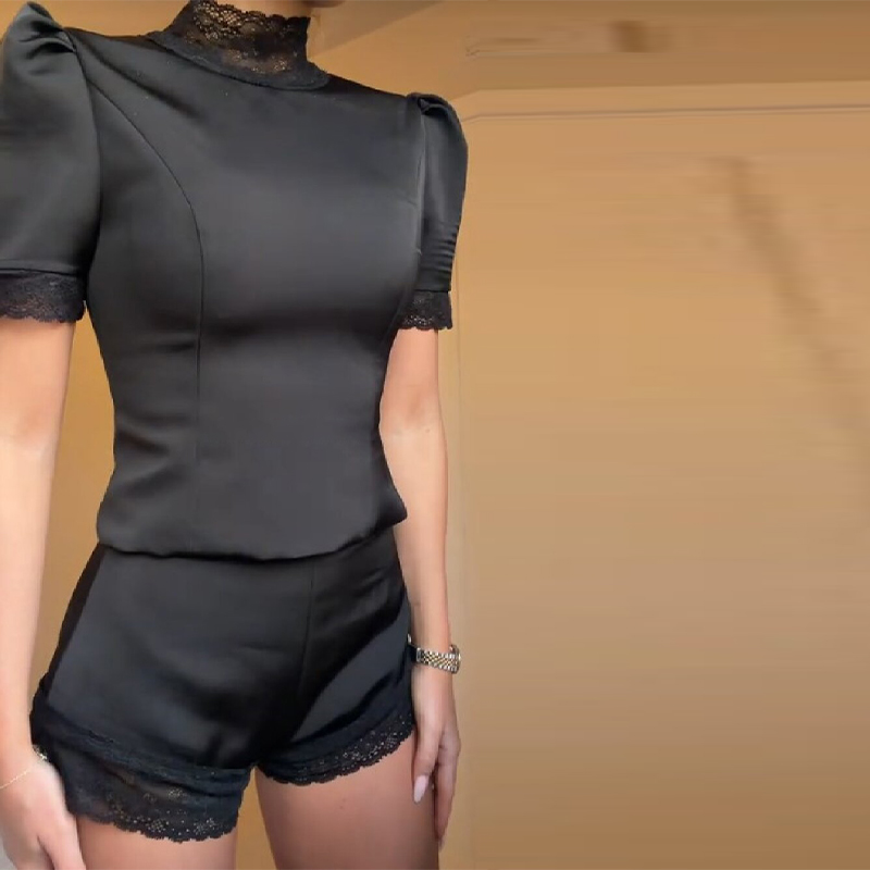 Nieuwe satijnen kant-rand top  - Blouse Off Shoulder recensie en prijs