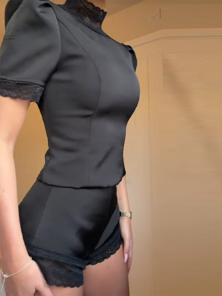 Nieuwe satijnen kant-rand top  - Blouse Off Shoulder recensie en prijs